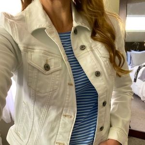 Lands End White Jean Jacket, size 10/12